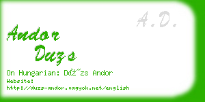 andor duzs business card